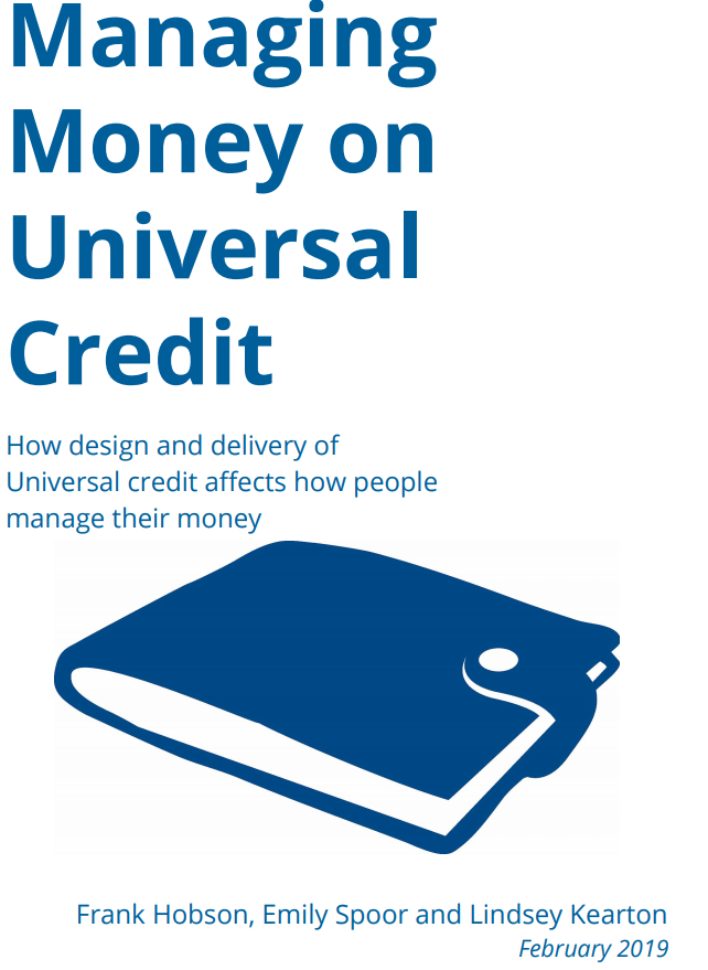 the cover of the Managing Money on Universal Credit with a wallet in the front